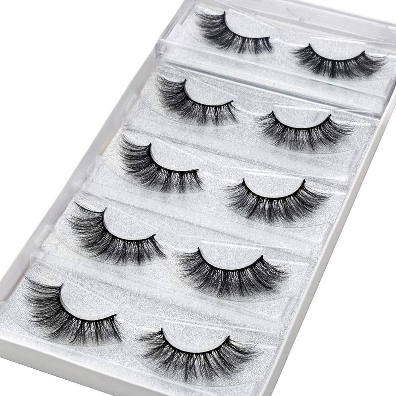 DYSILK Fake Eyelashes Natural Lash - Mink Lashes 5 Pairs 6D Wispy Lash Pack - Eye Lashes Strip Eyelash Extension Kit Reusable False Lashes Natural Look | 002-16mm - Image 2